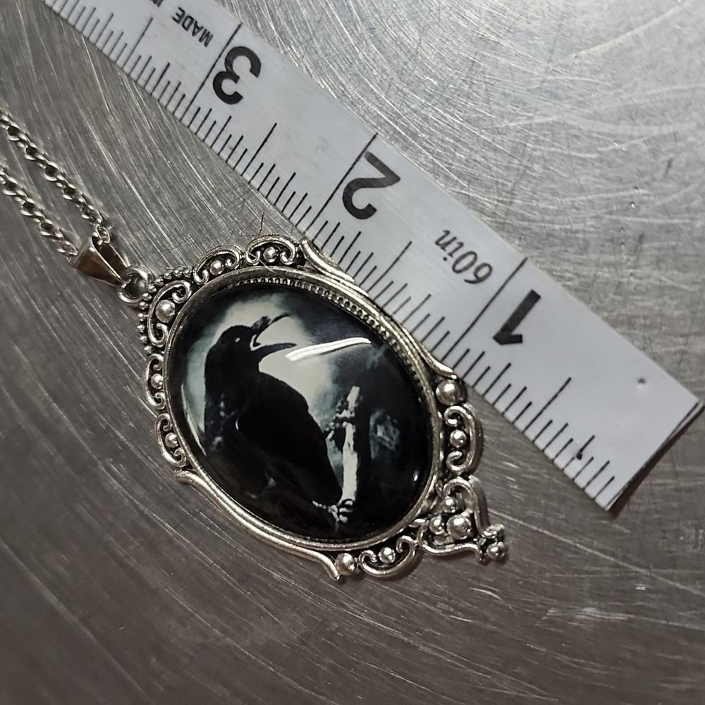 Edgar Allen poe black crow victorian vibes necklace - Picture 7 of 9